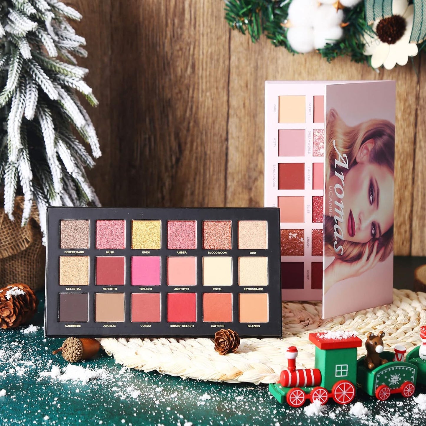 CHARMCODE Juego de 2 Paletas de Sombra de Ojos Crepúsculo Anochecer + Aromas Nude Maquillaje, Mate Brillante con Purpurina Perla Prensada Todo Altamente Pigmentado Polvo Difuminador, Kit de Sombra de