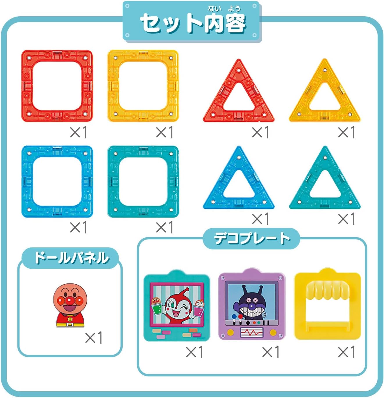 Bandai (バンダイ) Anpanman Mag Panel - Learn with a Snap! Basic Set - Suitable for Ages 1 Year 6 Months and Up