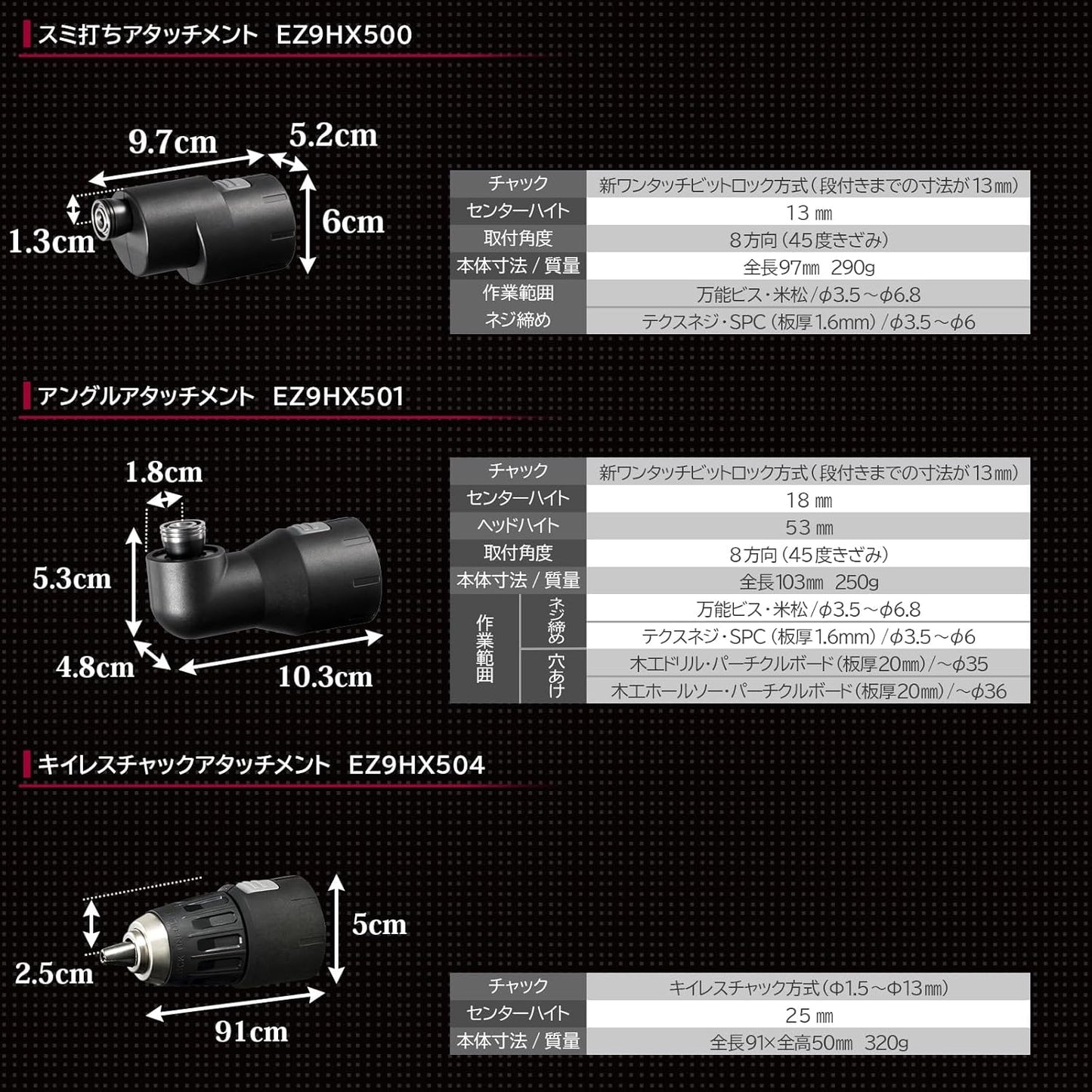 Panasonic EZ1PD1 Angle Attachment Charging Impact ONE ATTACH Impact Driver EXENA P Series EZ9HX501