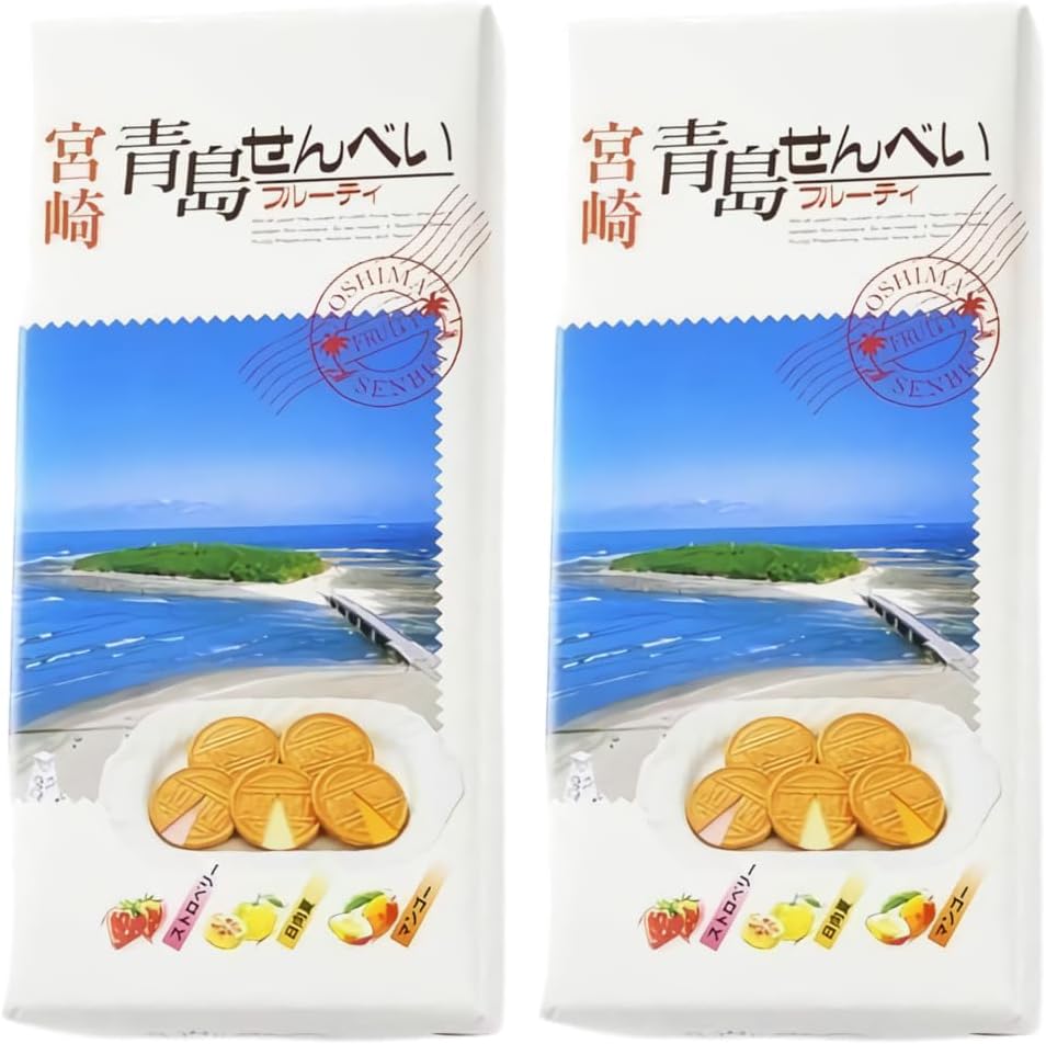 Aoshima Senbei Fruity (Mango Flavor, Mandarin Flavor, Strawberry Flavor), 12 Sheets x 2 Boxes, Long Seller, Miyazaki Famous Sweets, Souvenir