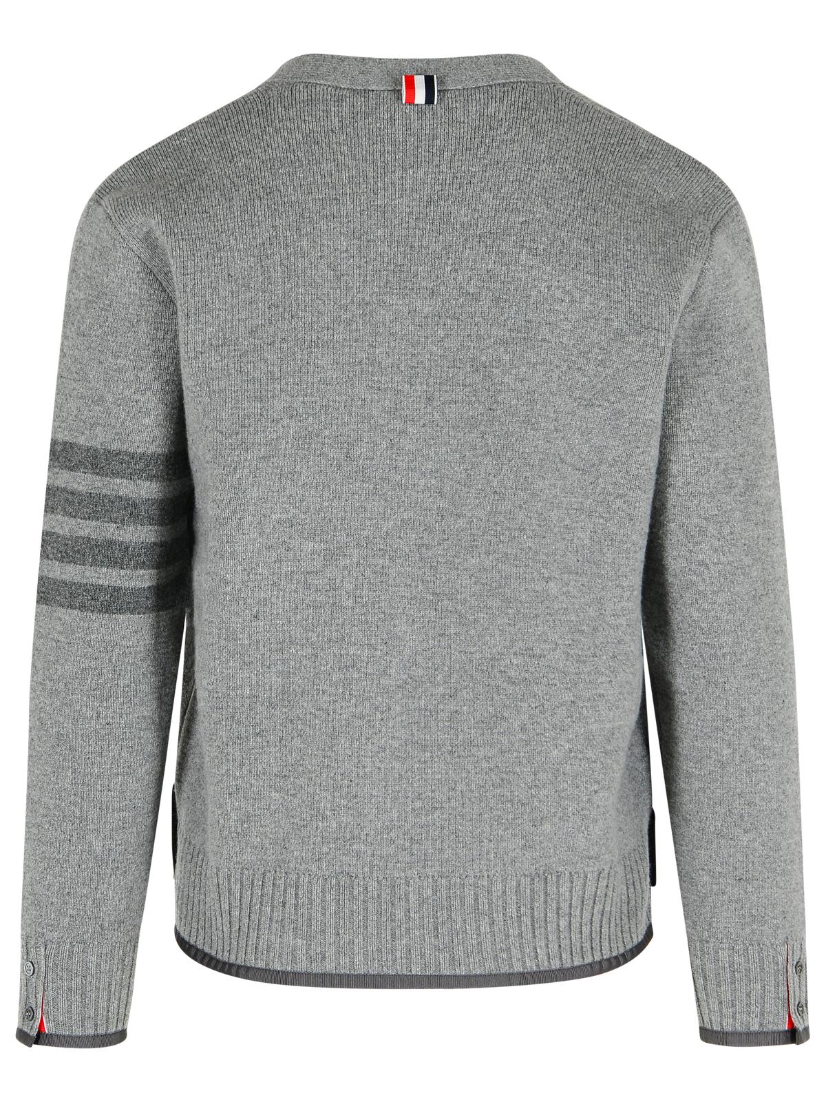 Thom Thom Browne 'Milano 4 Bar' Grey Virgin Wool Cardigan - Image 7
