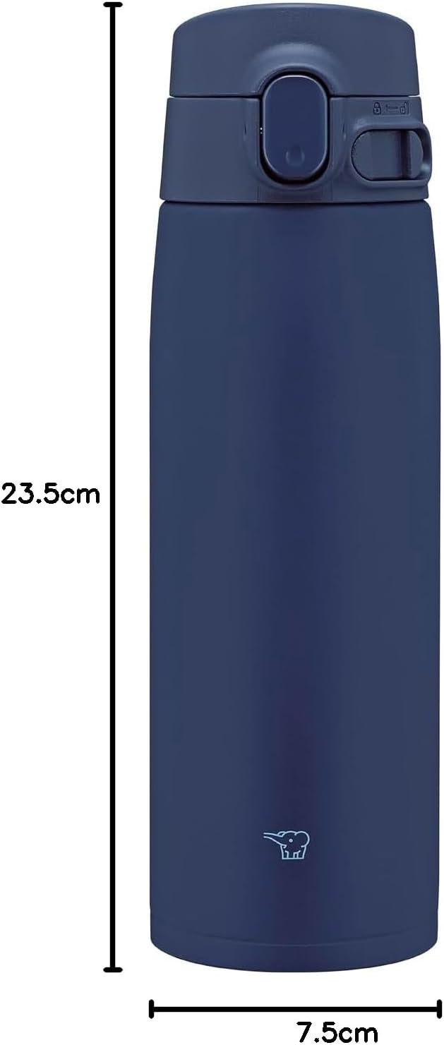 Zojirushi SM-VB60-AM Water Bottle, Large Capacity, 20.3 fl oz (600 ml), Choice of Sizes, Easy to Clean, Seamless Stopper, 3 Pieces, Sports Drinks, Thermal, Cold Retention, One Touch, Marine Blue