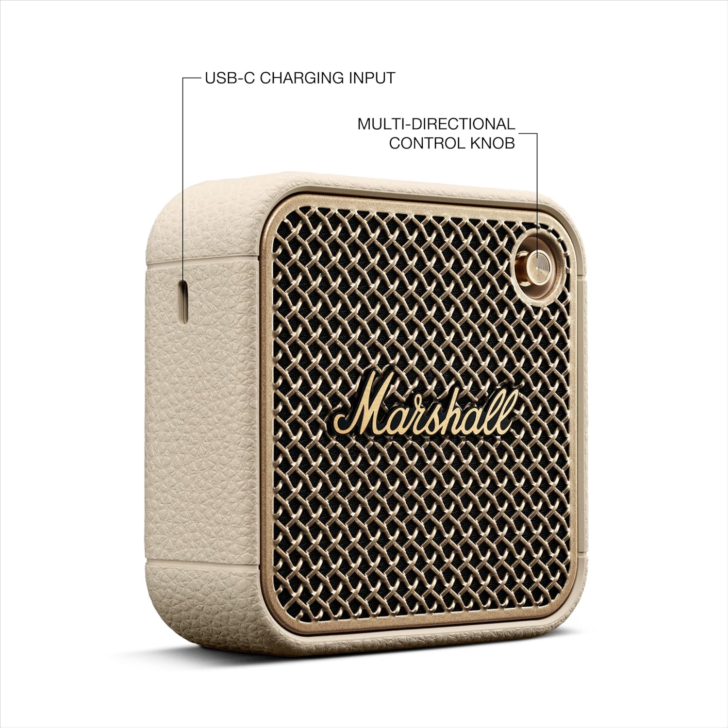 Marshall Willen II Wireless Portable Waterproof Speaker, Cream, 17 Hours of Continuous Playback, IP67 Waterproof, Ultra Compact, Rapid Charging