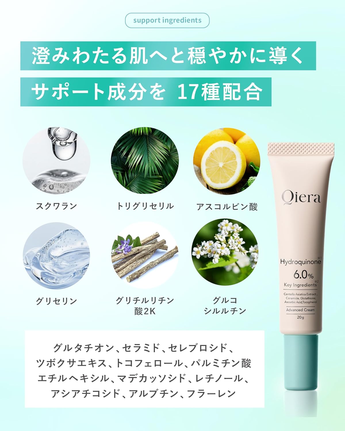 Hydroquinone 6% High Concentrated Formula, Hydroquinone Beauty Cream, 0.7 oz (20 g), Retinol, Glutathione, Vitamin C, Ceramide, CICA Transparent, Made in Japan