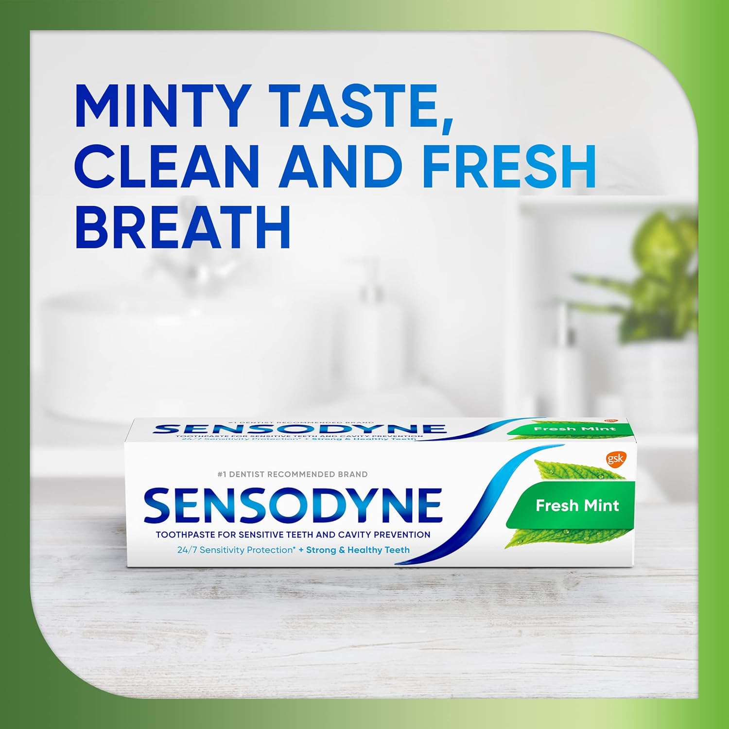 Sensodyne Fresh Mint - Pasta dental para dientes sensibles, pasta dental aceptada por la ADA para la prevención de caries y el tratamiento de dientes sensibles - 4 onzas (paquete de 2)