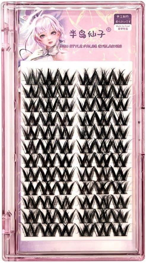 Large capacity eyelash cluster, individual eyelashes, elf false eyelashes, DIY eyelash extensions, cartoon lashes, apply by yourself at home (style02)