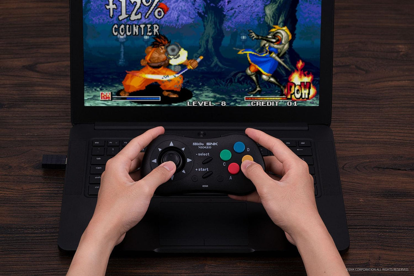 8Bitdo NEOGEO Windows、Android、NEOGEO mini用ワイヤレスコントローラ、クラシッククリック式ジョイスティック付き - SNK公式ライセンス (Black）