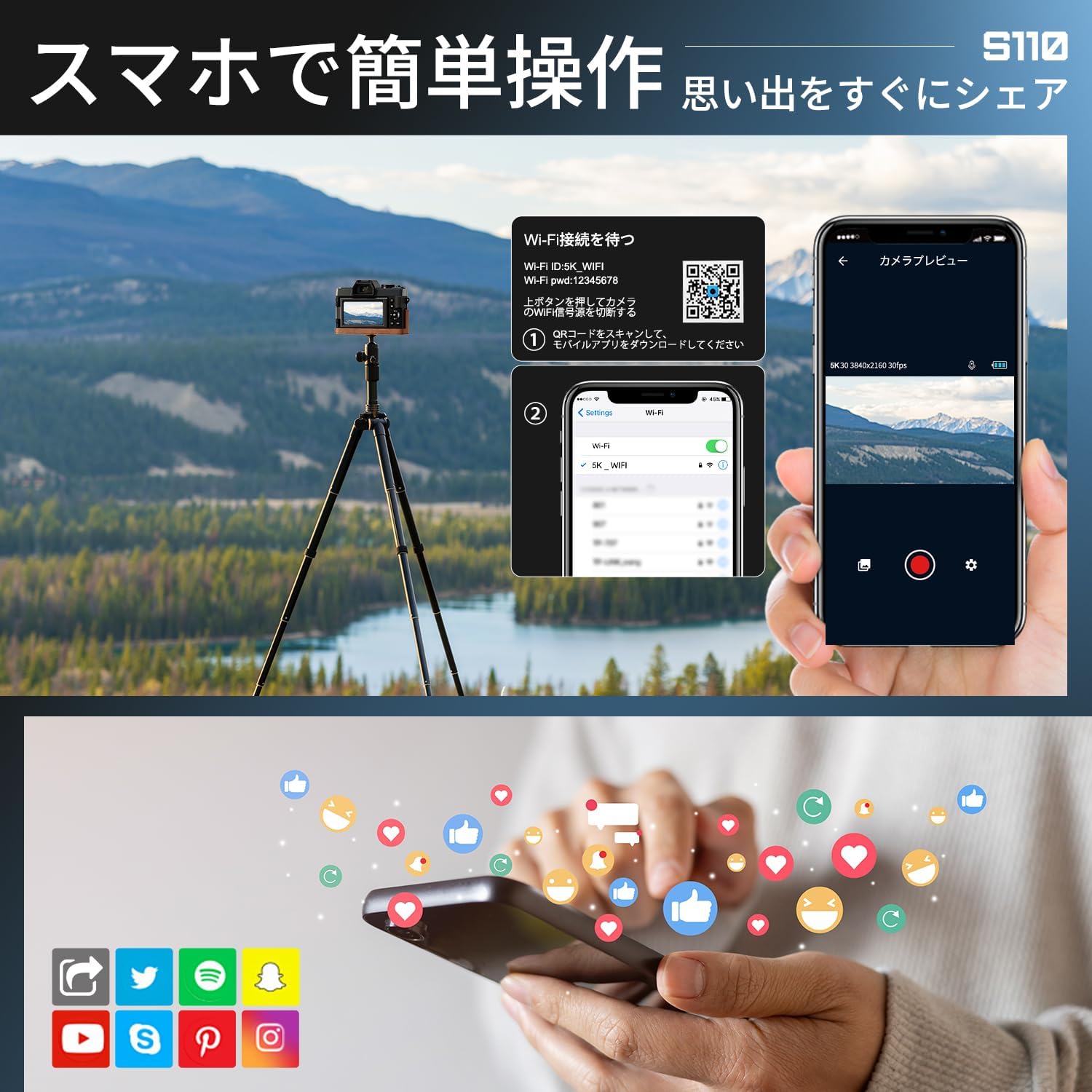 NBD 4K 48MP Digital Camera with Leather Half Case [WiFi App Control, Macro + Wide Angle Lens] 16x Zoom AF Function SLR Camera | LED Flash & Webcam Function | 32GB Micro SD Card & 2 Batteries Included