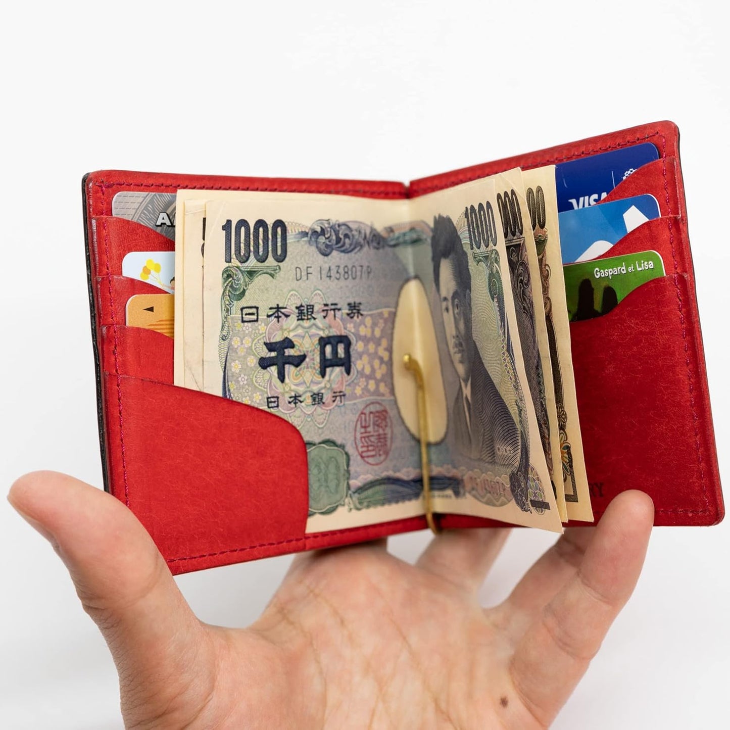 Hizu Factory Pueblo Genuine Leather Money Clip (with Coin Pocket) Made in Japan Artisan Handmade, Black x Publo