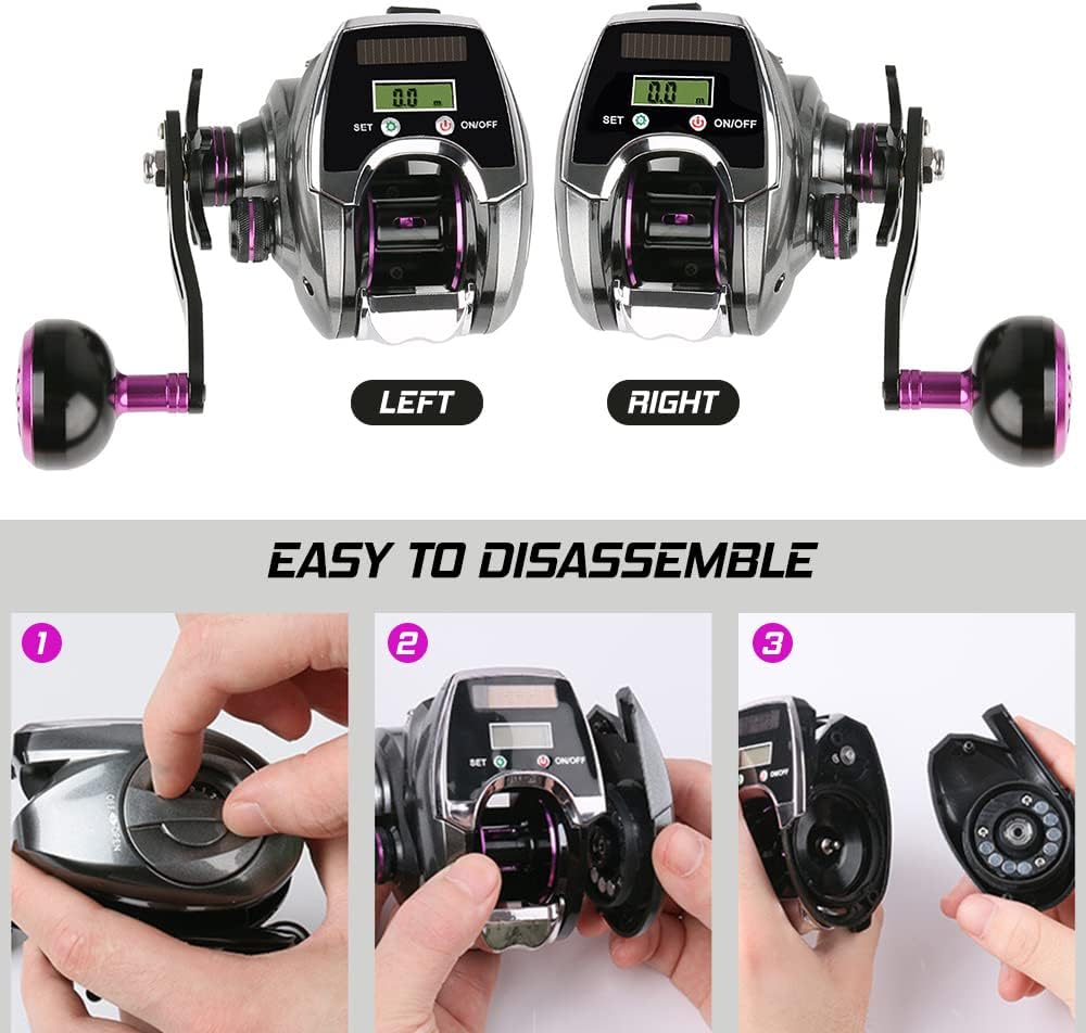 Bait Reel, 6+1BB 8.0:1 Ratio Digital Display Baitcasting Reel with Solar Charging System High Speed Fishing Reel with Line Counter