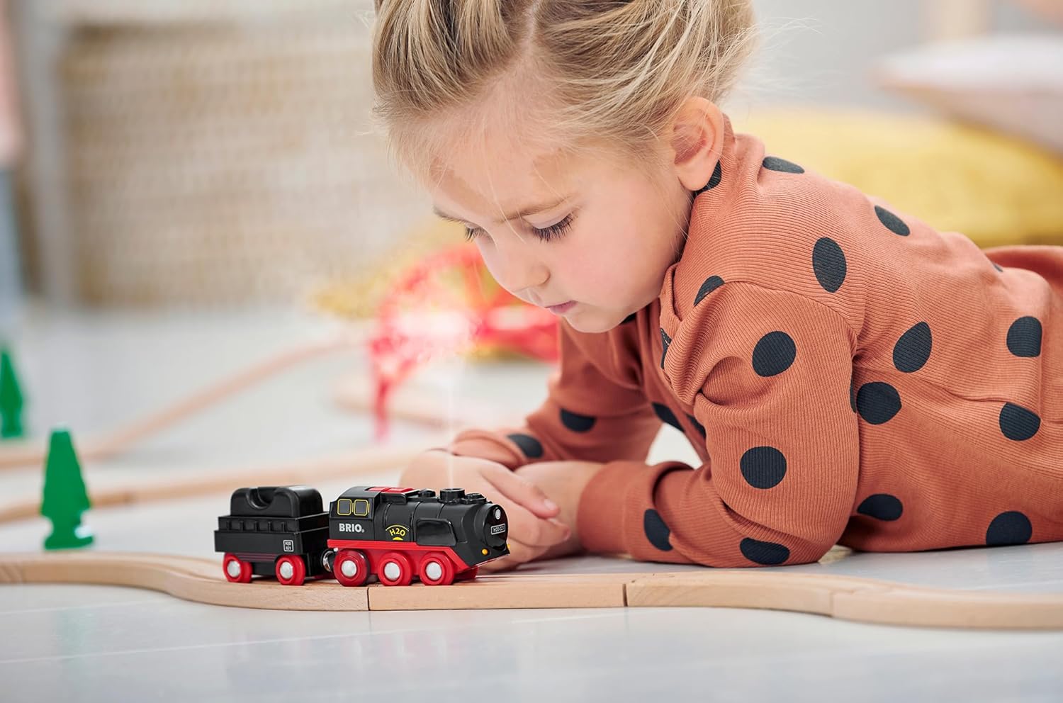 Brio Battery Powered Steam Train 33884, Suitable for Ages 3 and Up (Toy, Wooden Toy, Locomotive, Electric Vehicle, Gift (Birthday/Christmas))