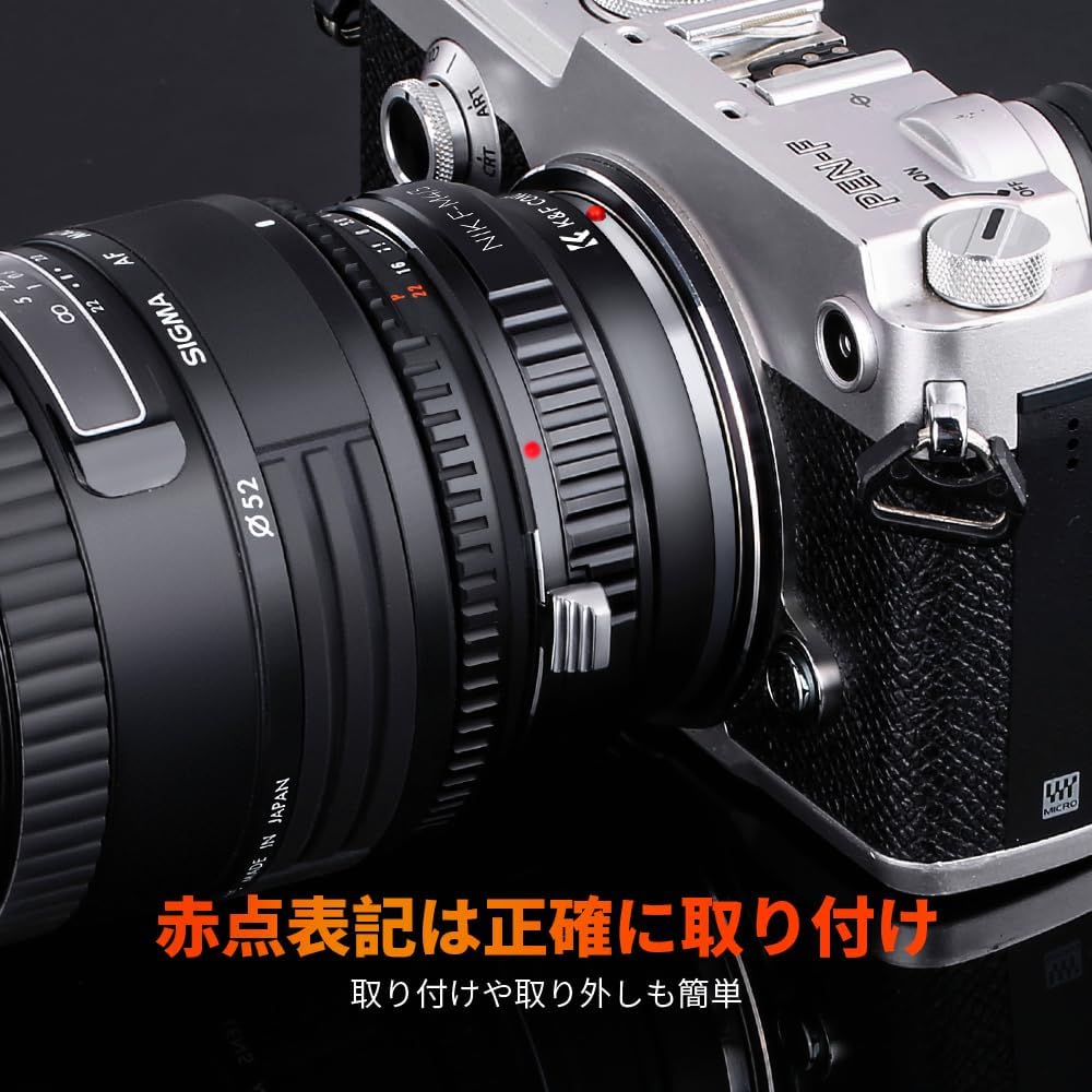 K&F CONCEPT マウントアダプター ニコン対応 Fマウント マイクロフォーサーズ 変換 Nikon対応 Fマウントレンズ Micro 4/3カメラ装着用 マイクロフォーサーズ カメラボディ用 マウント変換アダプター 無限遠実現 高精度 メーカー直営店