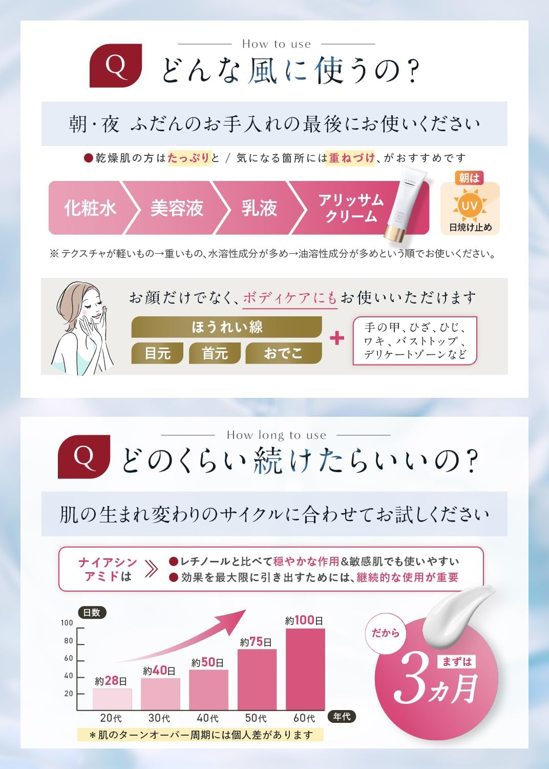 [Alissum] Niacinamide Cream, Nasolabial Line, Wrinkle Improvement, Whitening, Ministry of Health, Labor and Welfare Approved, Quasi-Drug, Fragrance Free, Made in Japan (2.1 oz (60 g)