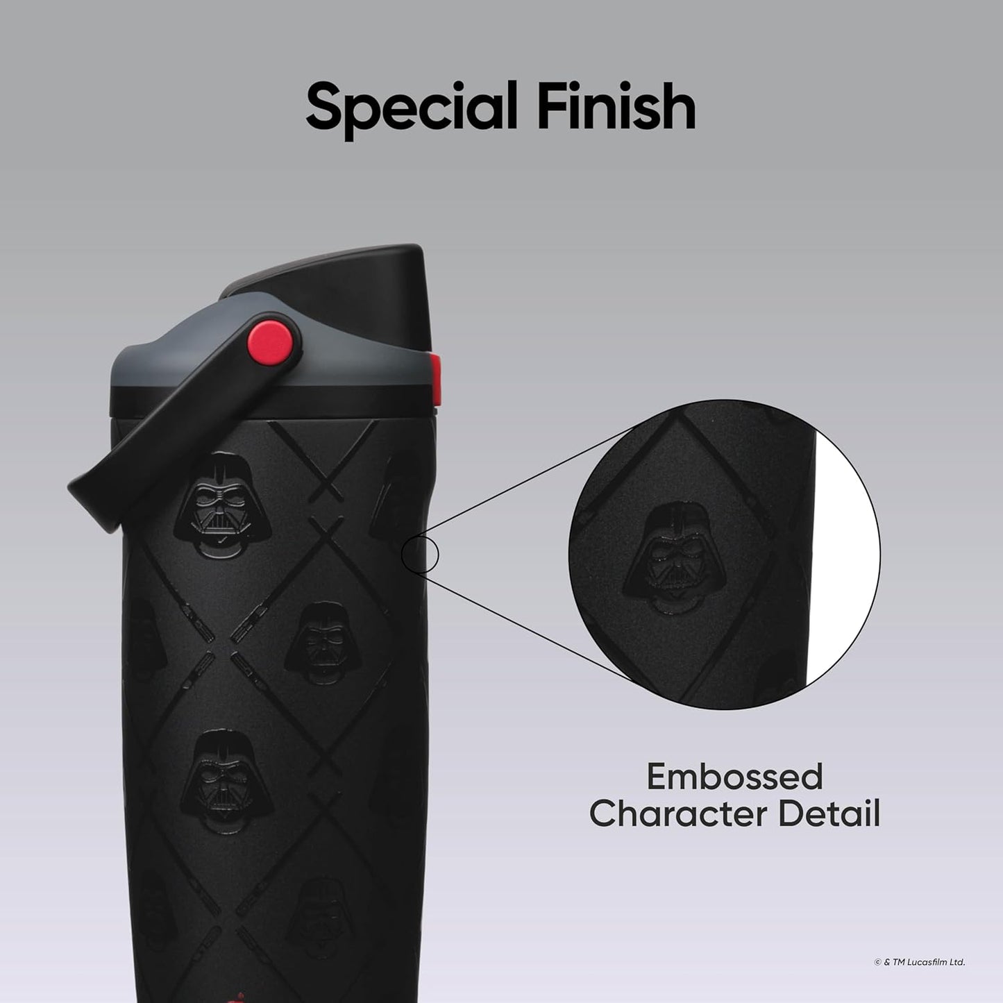 Owala Star Wars FreeSip Sway - Botella de agua aislada de acero inoxidable con boquilla bidireccional, popote integrado y asa de cubo, hecha para viajes, escuela y deportes, 30 onzas, sin BPA, a
