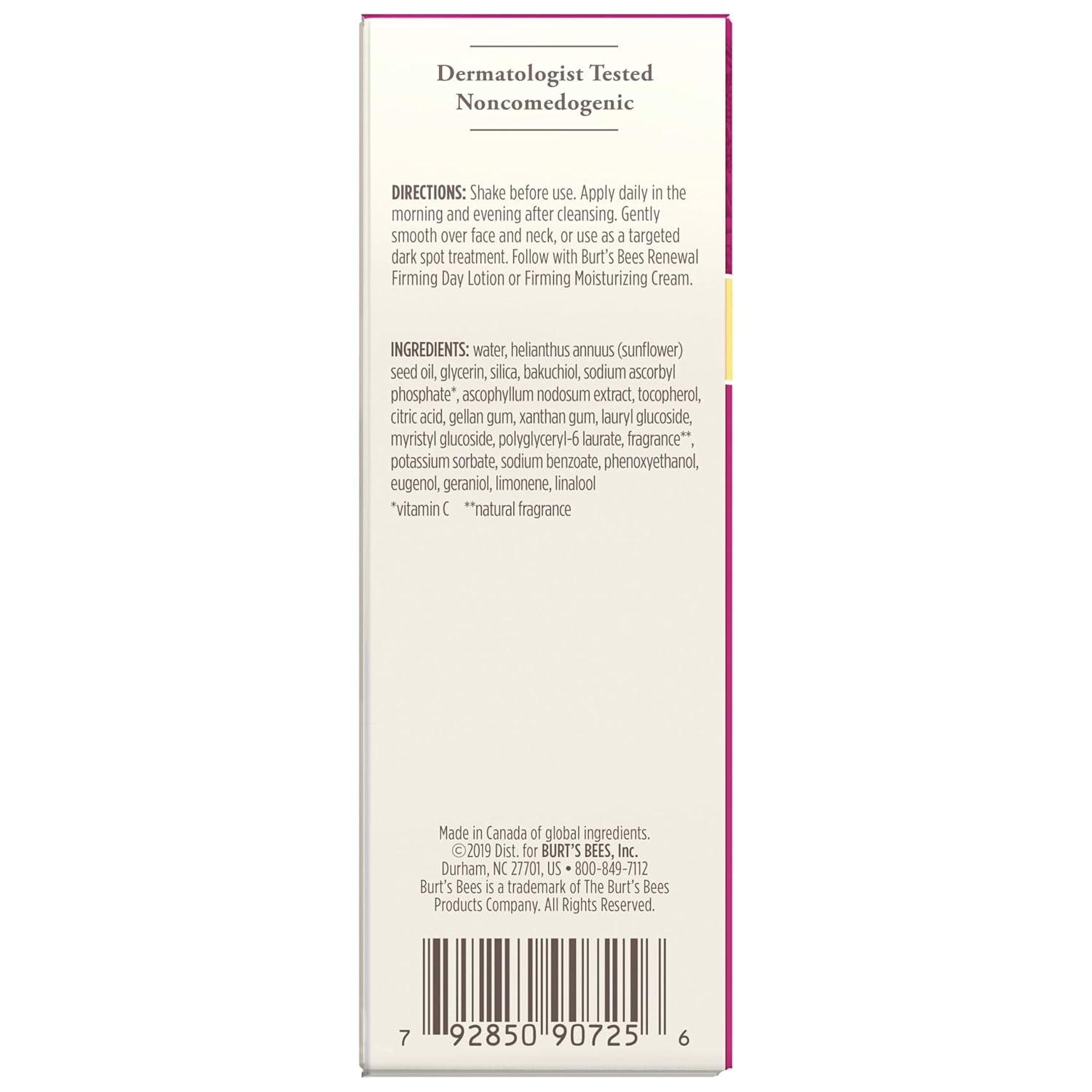 Burt's Bees Renewal - Corrector de manchas oscuras con alternativa de retinol, Bakuchiol natural, frambuesa, 1 onza (el paquete puede variar)