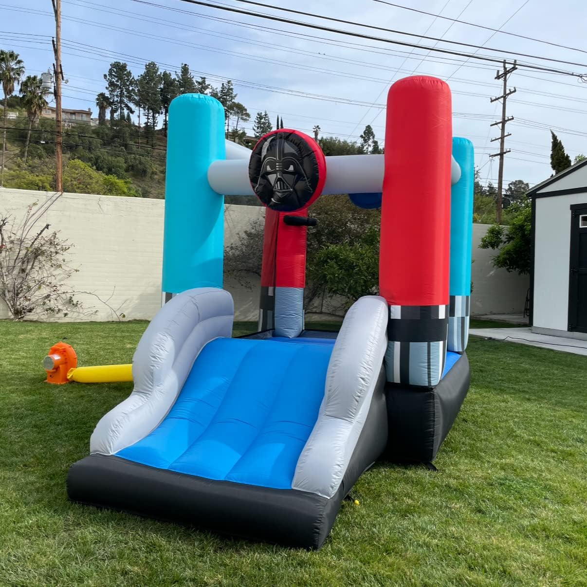 Casa de rebote hinchable Funormous Star Wars con tobogán, Darth Vader inflable para interior y exterior, sable de luz de Luke Skywalker, castillo hinchable divertido para niños de 3 a 8 años
