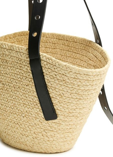 LOEWE Punch Hole small basket in raffia and calfskin - Image 7