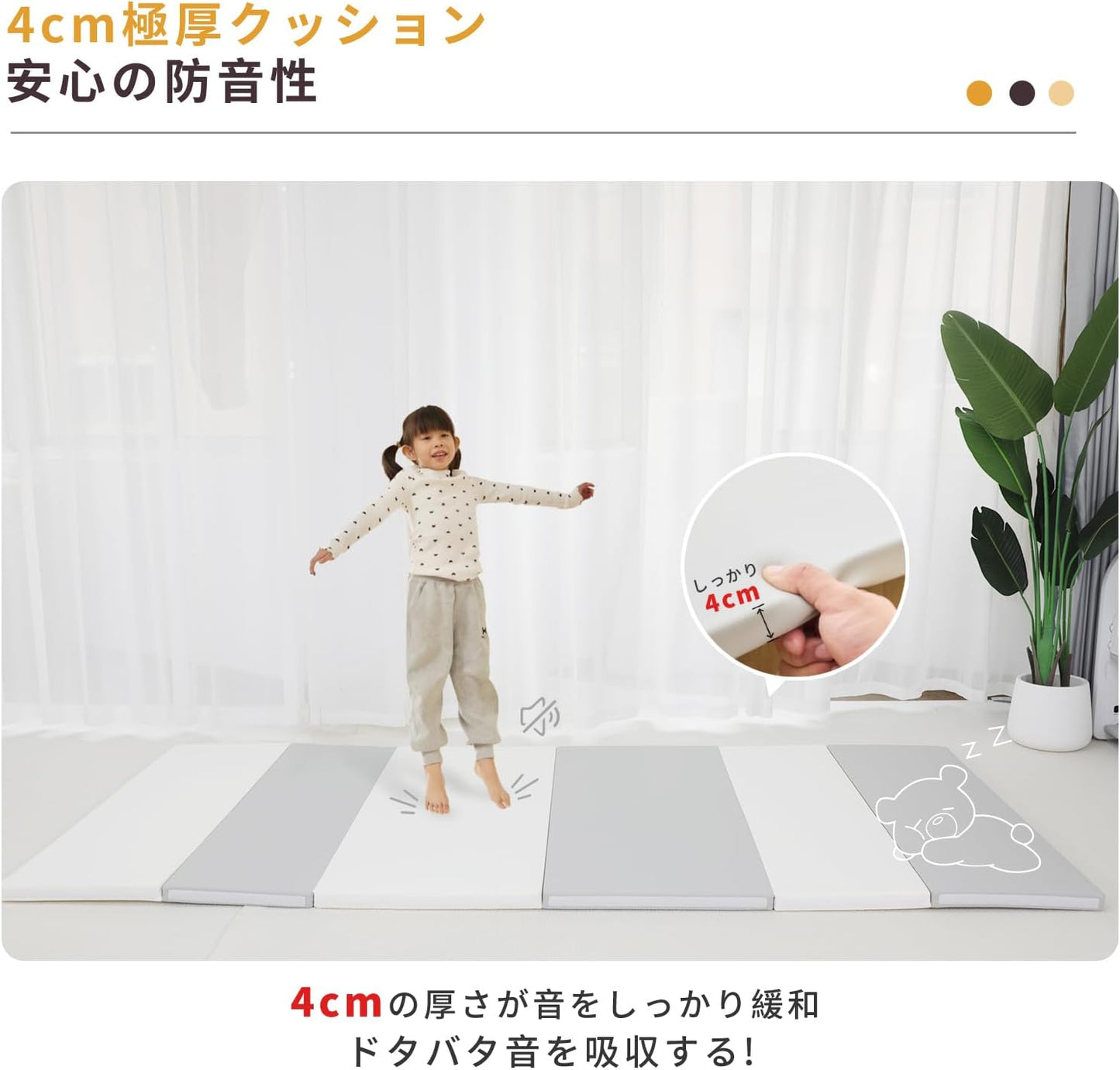 GU MODE Playpen Mat, Folding Play Mat, Played Cushion Mat, Double Layer, Safety Inspected, Soundproofing, Waterproof, Great for Kids Spaces (48.8 x 50.4 x 15.7 inches (124 x 128 x 40 cm), White/Gray)