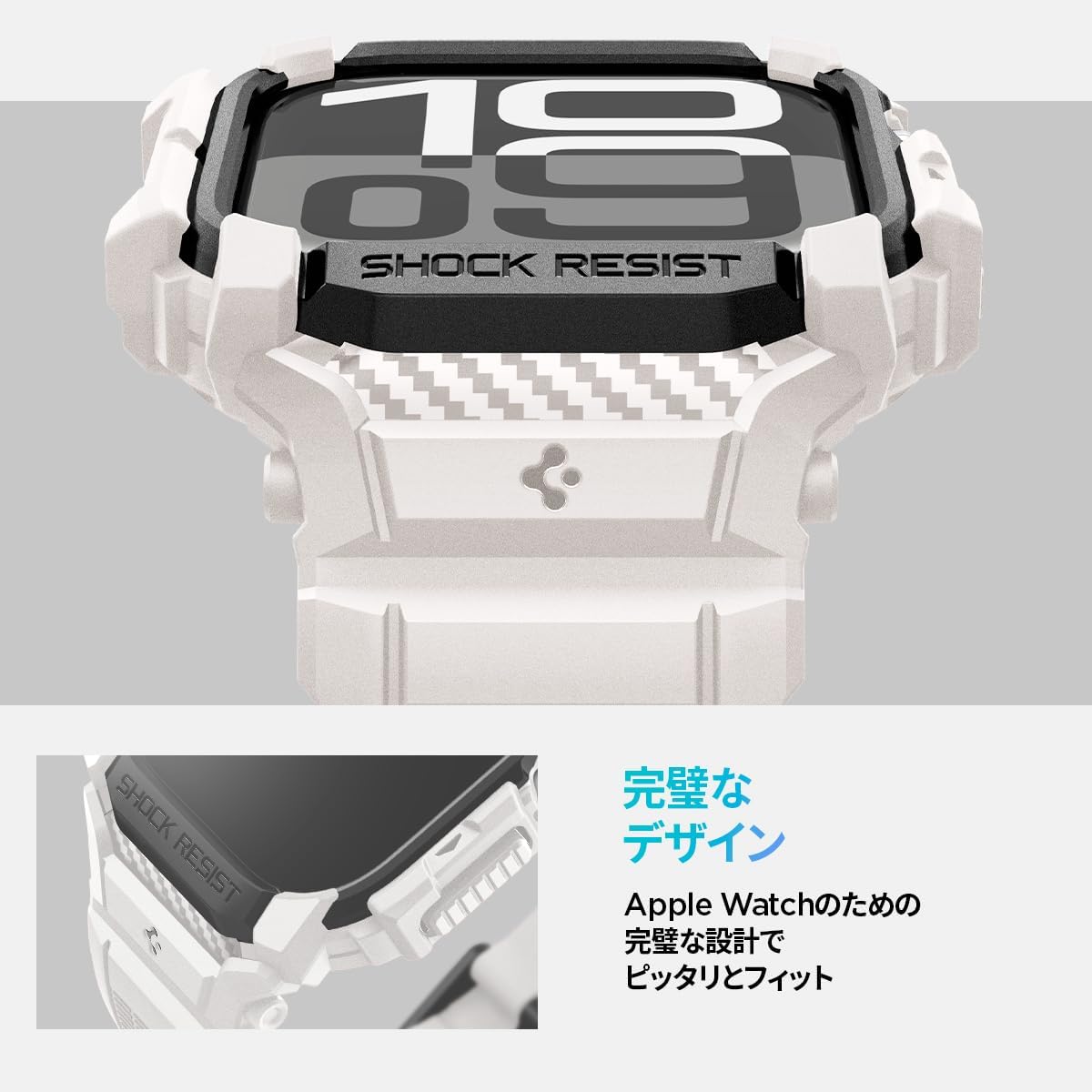 Spigen Apple Watch 10 Case 42mm Case Band Integrated Shockproof PC TPU Dual Layer Sports Band Drop Shock Absorption Durable Scratch Resistant Rugged Armor Pro (Dune Beige)