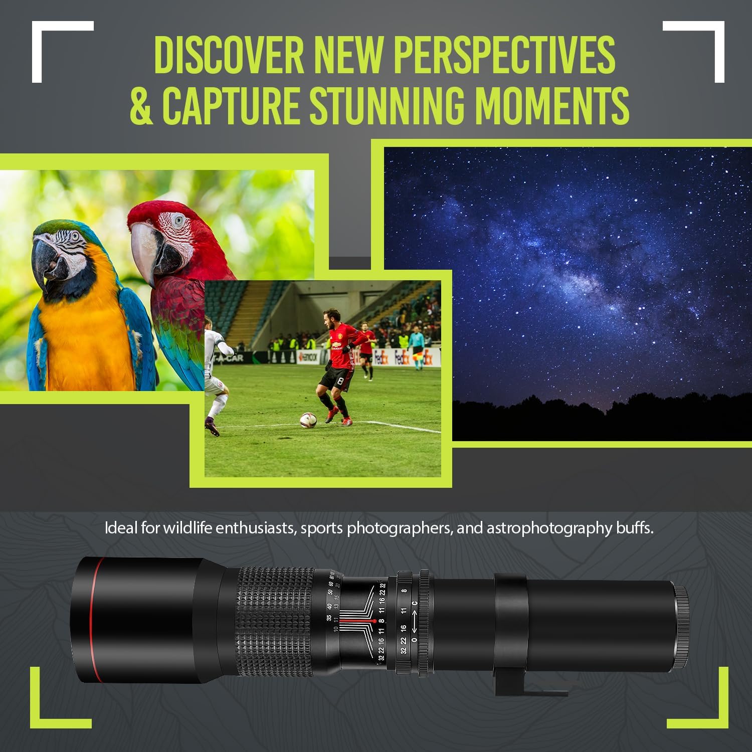 High Power 500mm f/8 Manual Telephoto Lens for Canon EOS R EOS R3 EOS R5 EOS R6 EOS R7 EOS R8 EOS R50 EOS R100 EOS RP Mirrorless Cameras