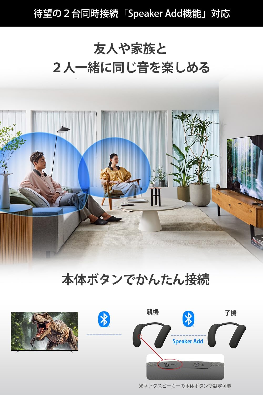 Sony HT-AN7 Bravia Theatre U Wireless Neckband Speaker (360 Stereo Sound/IPX4 Splashproof/Long Battery - 12 H/2 Devices Simultaneously/Wired Connection/TV/Smartphone/Bluetooth Compatible)