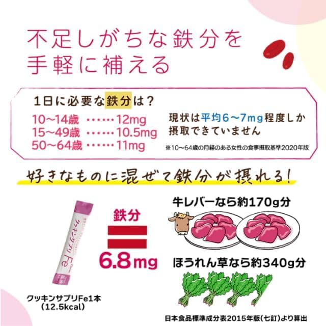 Taiyo Lab Cookin Supplement Fe + 7 Sticks, Bonus (Set of 2) / Stomach Friendly Iron Supplement, Iron Supplement, Does Not Change Flavor, Nutritional Functional Food (Iron)