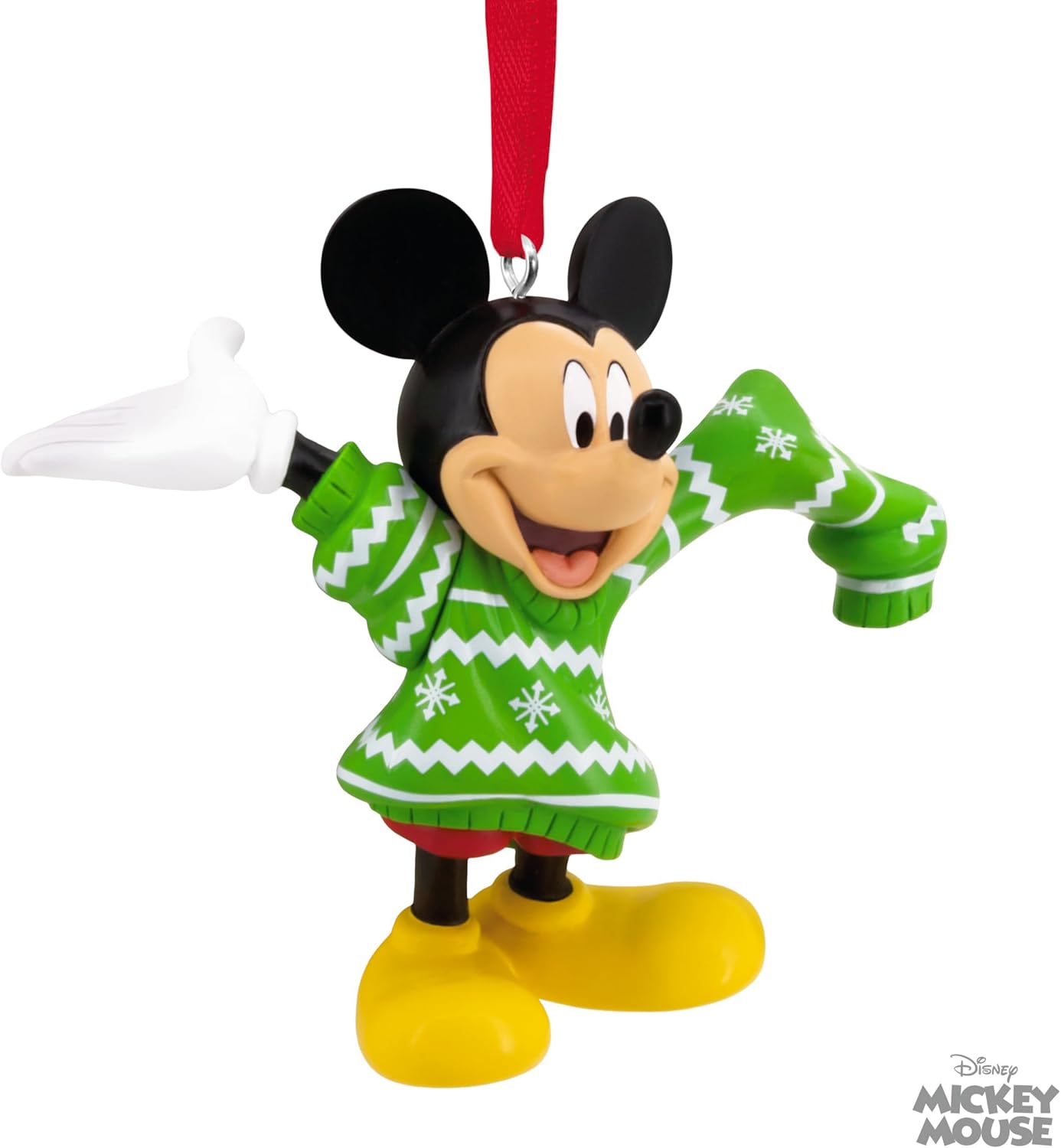 Hallmark Disney Mickey Mouse en suéter navideño Adorno colgante de Navidad, Regalos para fans de Disney