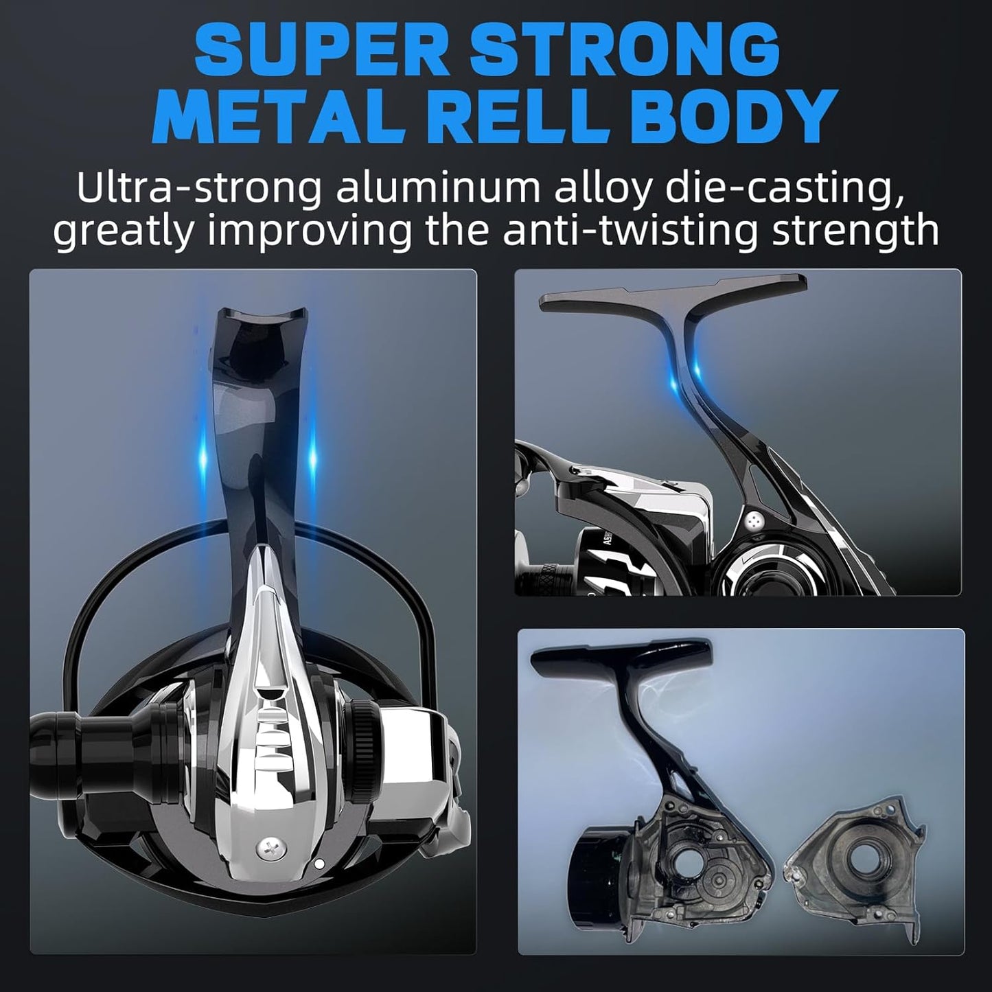 Ashconfish AK スピニングリール 2500 3000超強力メタルボディ 25ポンド以上のドラグ アンチリバースベアリング 8+1 ダブルシールドステンレススチールBBデザイン 海水&淡水釣り用