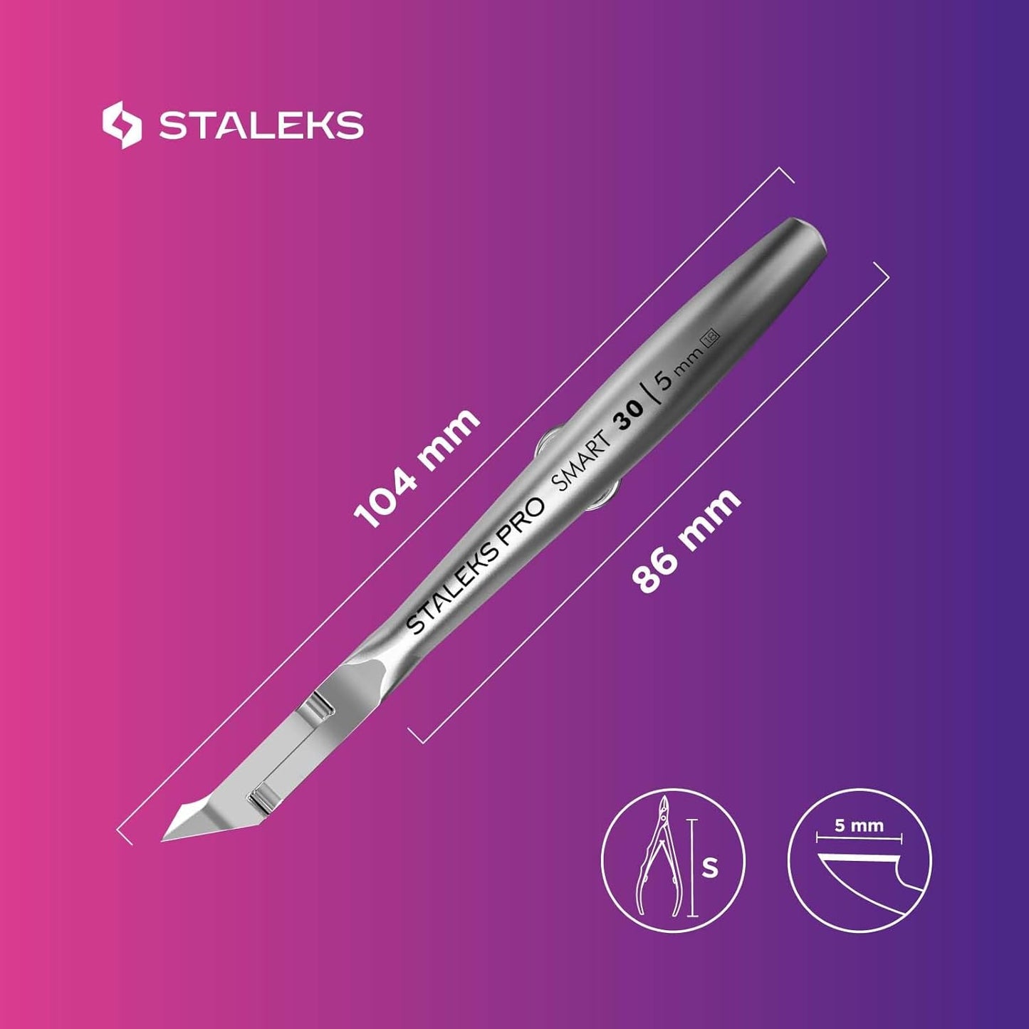 STALEKS Pro Smart 30 NS-30-5 Professional Spring Cuticle Nippers 1/2 Jaw 5mm