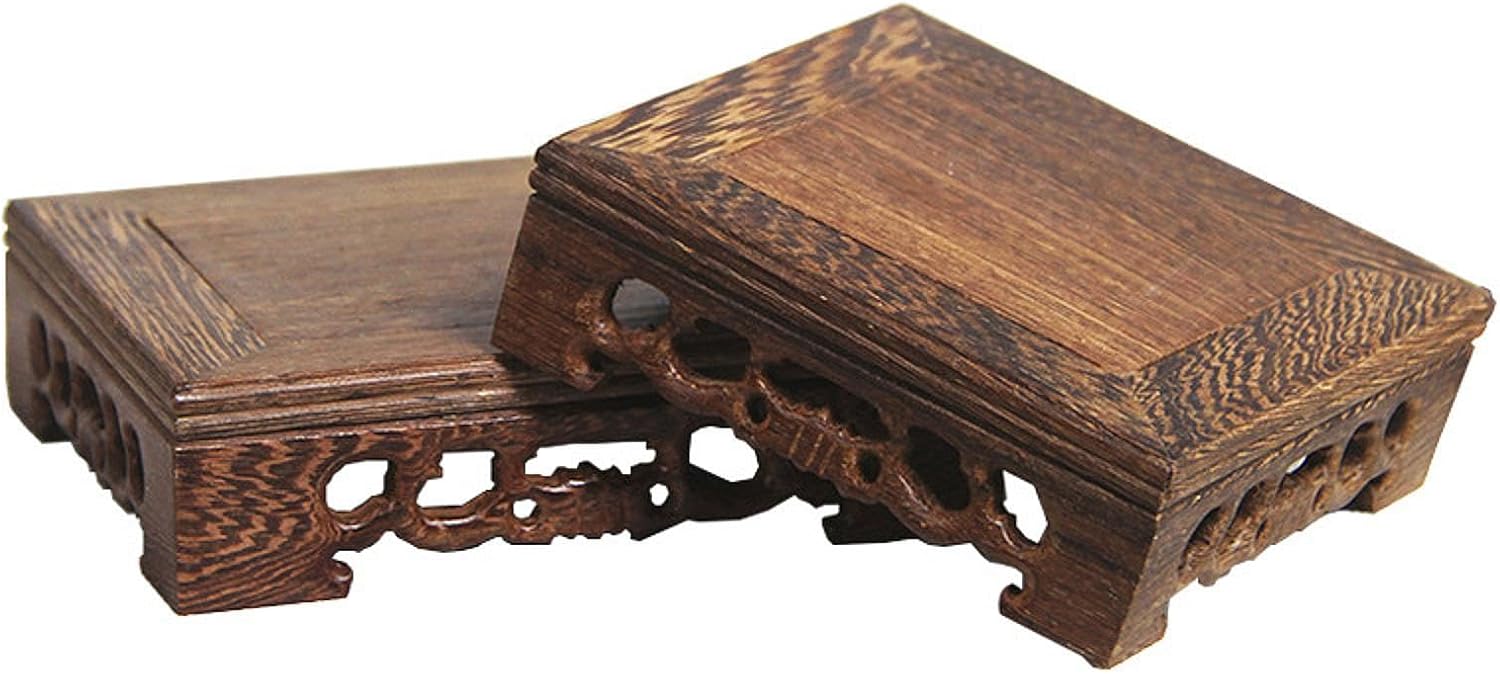 Benboo Traditional Arts Wooden Stand, Square Teapot, Vase, Bonsai Stand, Decorative Stand, Wooden Display Stand, 5.5 x 5.5 x 1.5 inches (14 x 14 x 3.8 cm)