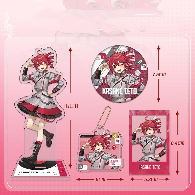 重音テト 福袋 グッズ 4点セット アクリルスタンド 缶バッジ キーホルダー クリアブロマイド 可愛い 萌えグッズ アクスタ キャラクター 周辺 飾り コレクション 誕生日 プレゼント (B) [並行輸入品]