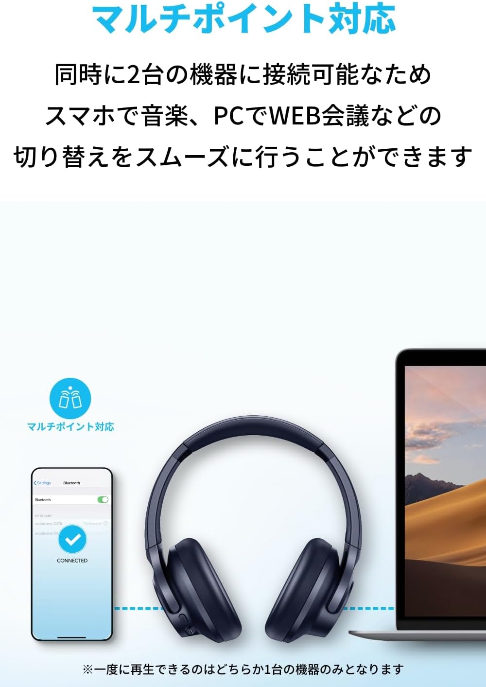 Anker Soundcore Q20i (Bluetooth 5.0 Wireless Headphones) Hybrid Active Noise Cancelling/Hi-Res Compatible (Wired) / Ambient Sound Mode/Heavy Bass / Up to 60 Hours Long Music Playback / Sound