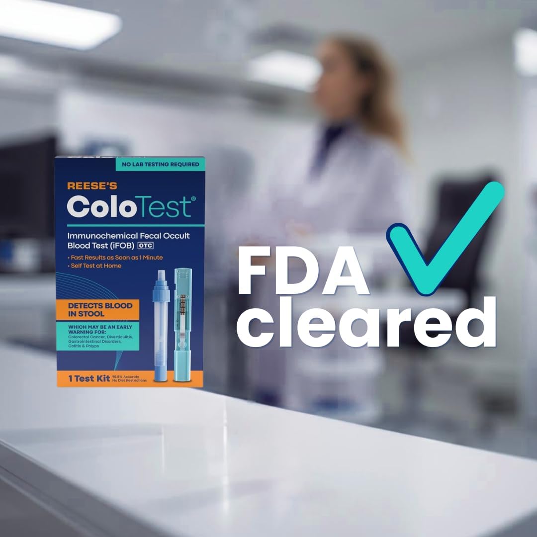 Reese's ColoTest, Kit de Prueba de Sangre Oculta Fecal Inmunoquímica FIT en Casa, 1 Unidad, Fácil de Usar para la Detección de Salud del Colon, Detecta Sangre Oculta en las Heces, Resultados en 1