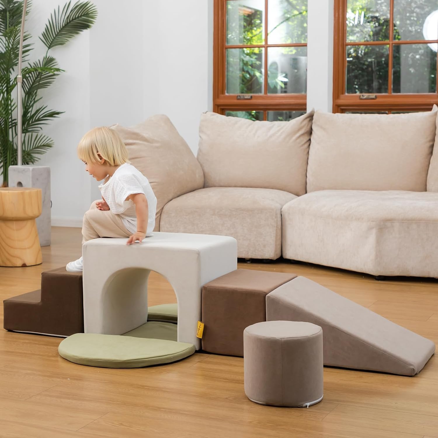 BanaSuper Athletic Soft Blocks Blocks Cushion Toys Large Indoor Playground Equipment Slides Kids Space (Gray)