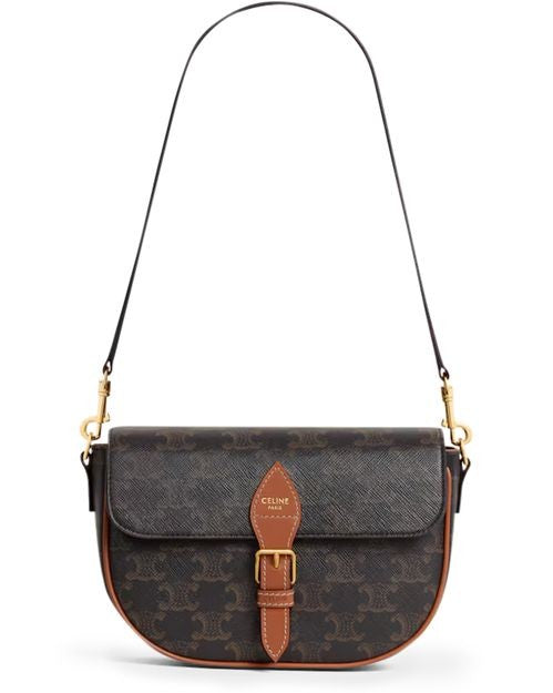 CELINE Folco shoulder bag in Triomphe canvas and calfskin - Image 7