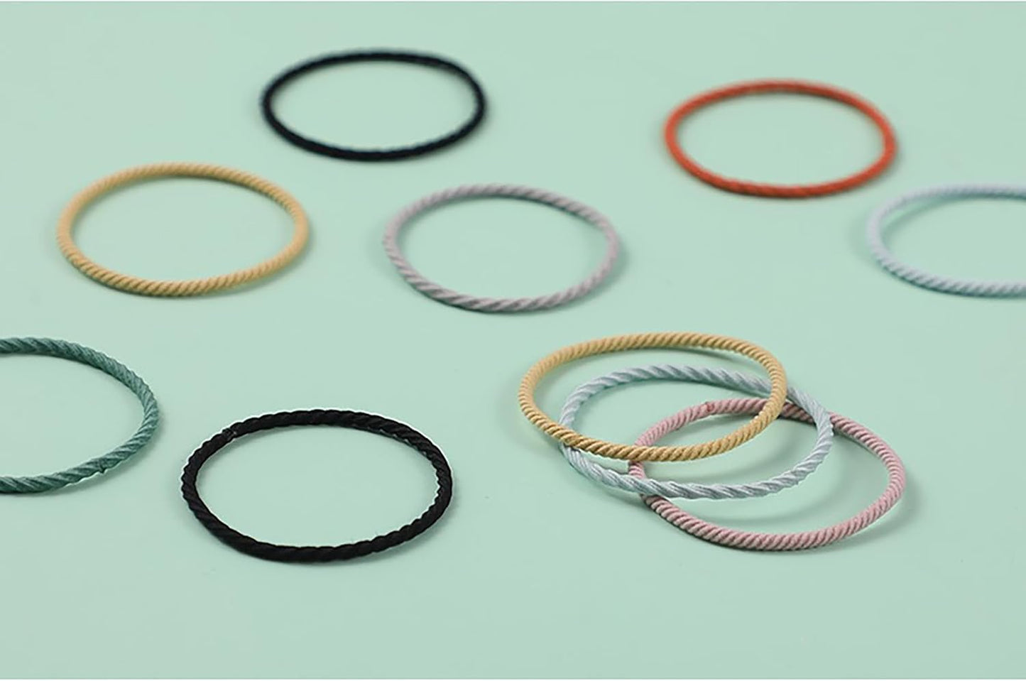 VEVE & MIKI Elastic Scrunchies, Fashionable, Adults, Everyday Use, Simple Design, Plain, Fashion Accessory, Women's, Thick Hair Band, Hair Clip, Set of 50, Traceless Hair Bands, High Elasticity