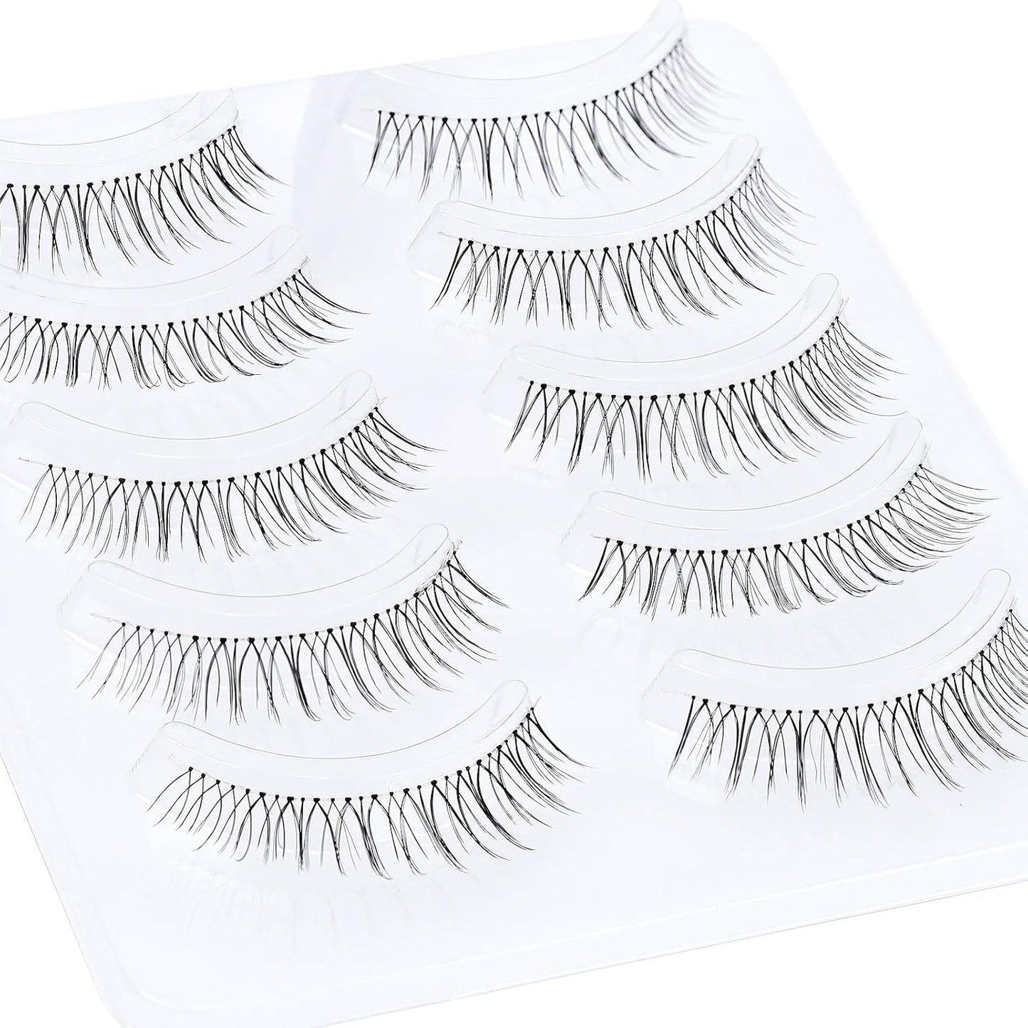 False Eyelashes, EMEDA 100% Handmade Hand Tied Transparent Axis Natural Lifestyle Makeup Soft 5 Pairs