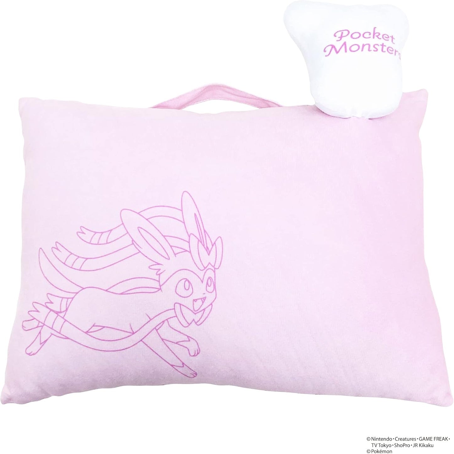MORiPiLO Plush Pillow Pokemon Nymphia (with Mascot) Handle Attached Compact Cushion Goods Stuffed Toy Nap Pillow 11 x 15.4 x 3.5 inches (28 x 39 x 9 cm) Pink Character Pillow by Morishita
