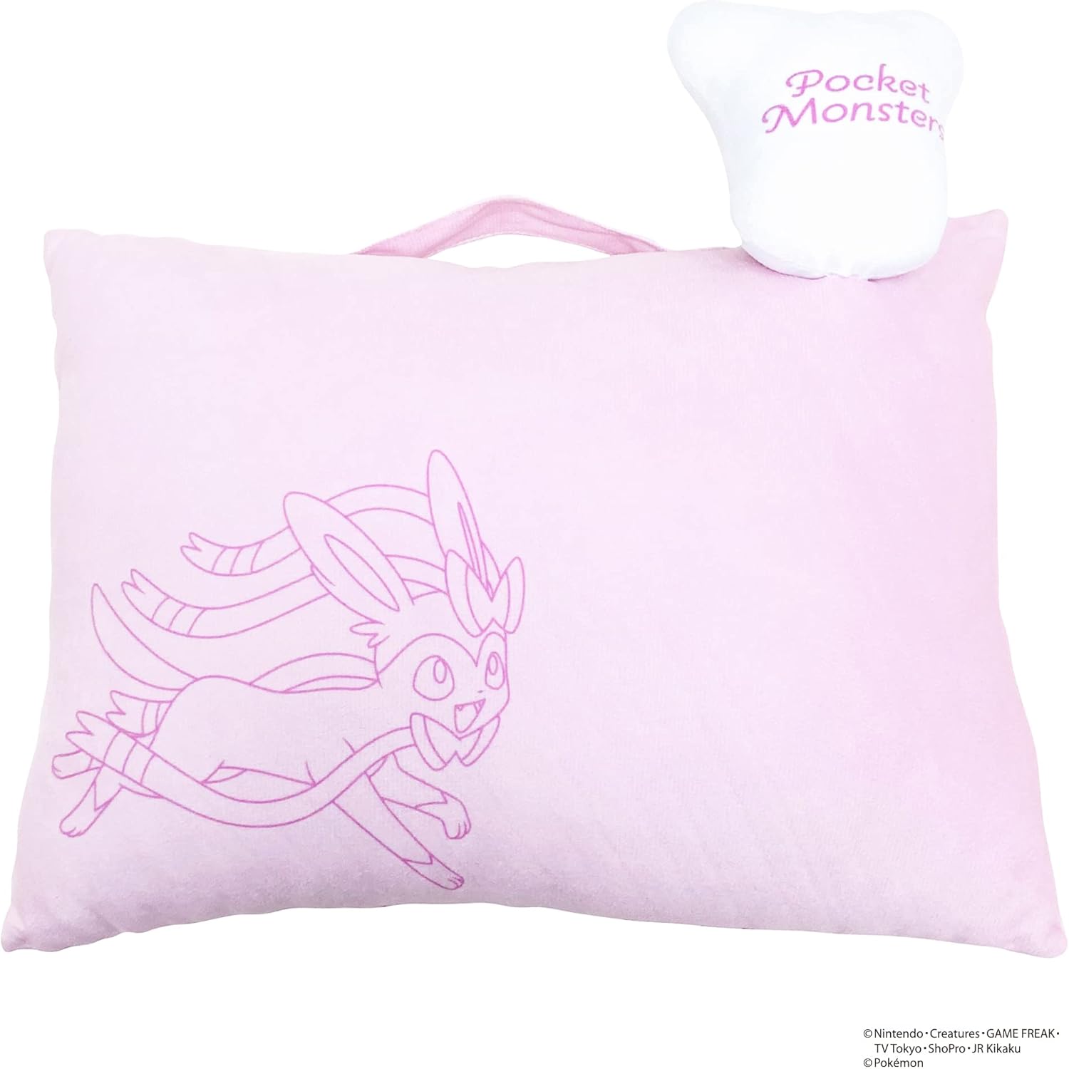 MORiPiLO Plush Pillow Pokemon Nymphia (with Mascot) Handle Attached Compact Cushion Goods Stuffed Toy Nap Pillow 11 x 15.4 x 3.5 inches (28 x 39 x 9 cm) Pink Character Pillow by Morishita