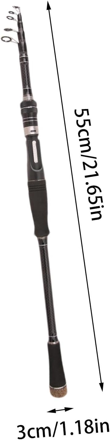 Fishing Spinning Rod - Carbon Fiber Surf Casting Rod, Travel Fishing Rod | Fishing Rod Telescopic Travel Fishing Pole Casting, Lightweight Baitcasting Fishing Rod for Pike, Bass, Walleye, 22.05 x 1.18