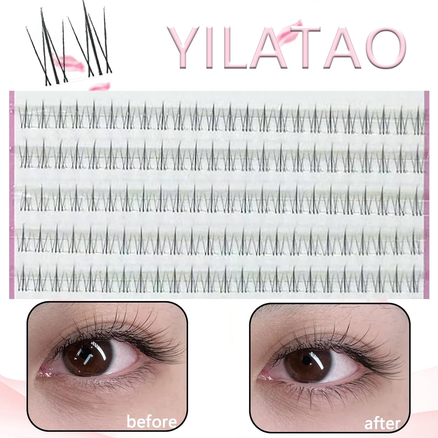 10 Rows Large Capacity False Eyelashes, Lower Eyelashes, Small Flame Design, Natural & Pop Eyelash Accessories