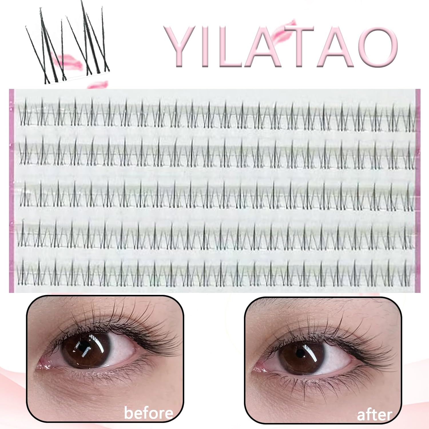 10 Rows Large Capacity False Eyelashes, Lower Eyelashes, Small Flame Design, Natural & Pop Eyelash Accessories
