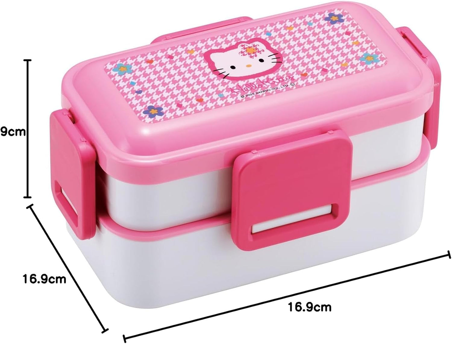 Skater PFLW4AG-A 2-Tier Lunch Box, 20.3 fl oz (600 ml), Women's, Made in Japan, Fluffy Dome Lid, Dishwasher Safe, Microwave Safe, Sanrio Hello Kitty Kaohana