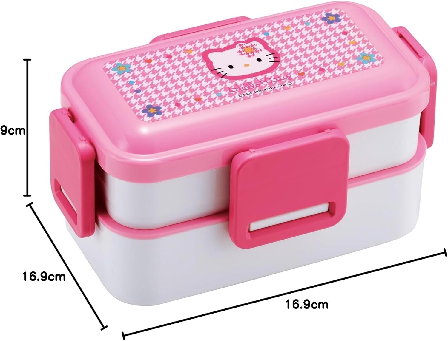 Skater PFLW4AG-A 2-Tier Lunch Box, 20.3 fl oz (600 ml), Women's, Made in Japan, Fluffy Dome Lid, Dishwasher Safe, Microwave Safe, Sanrio Hello Kitty Kaohana