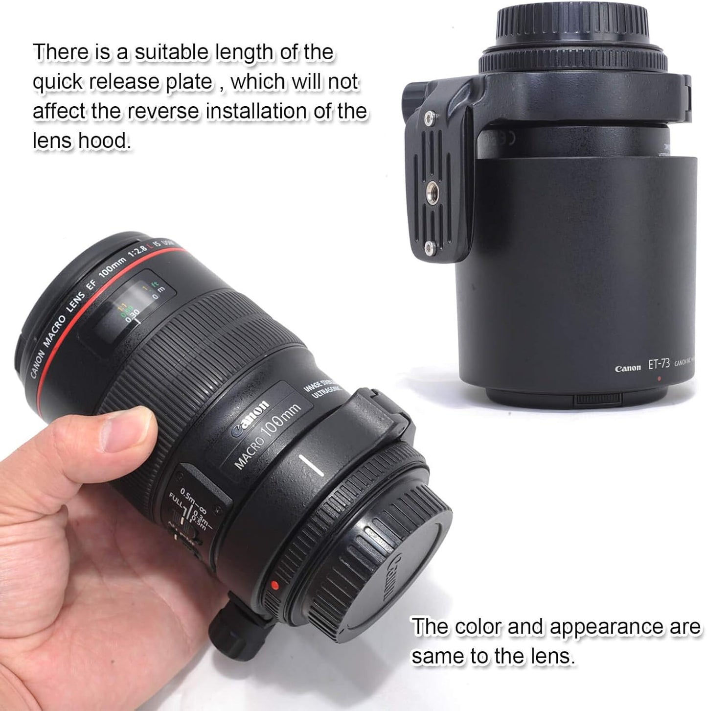 Camera Ring Tripod D, Canon Lens Compatible, EF 100mm f/2.8L Macro IS USM Compatible, Lens Support Collar, Lens Bracket Collar, Tripod Socket, Tripod Mount Ring, Arca-swiss fit Quick Release Plate for