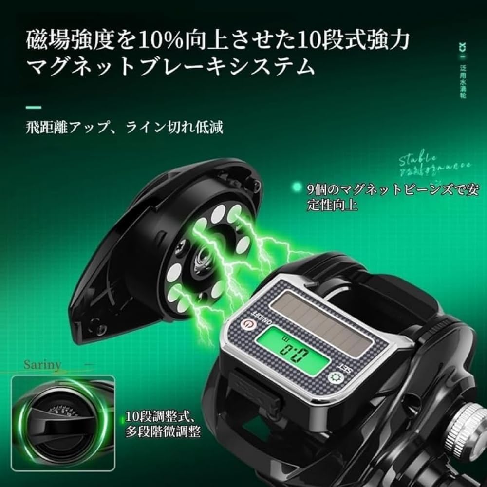 10 Speed Strong Magnetic Brakes Electric Baitcasting Reel with Super Drag Power Perfect for Saltwater and Freshwater Fishing with Max Drag for Wildlife and Long Raft Fishing Reels