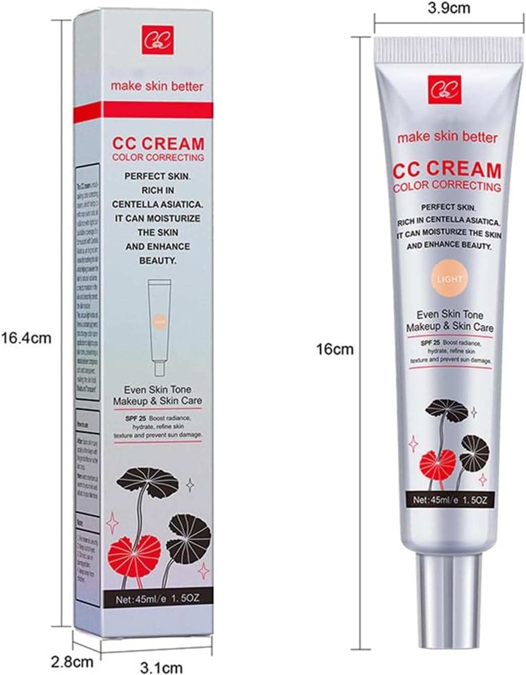 CC Cream, Color CC Moisturizing Foundation, Deep Hydration, Top Day Cream, Light Texture, Waterproof CC, Sweat Resistant CC Cream, Natural Plant Extracts, Smooth Texture (Light)