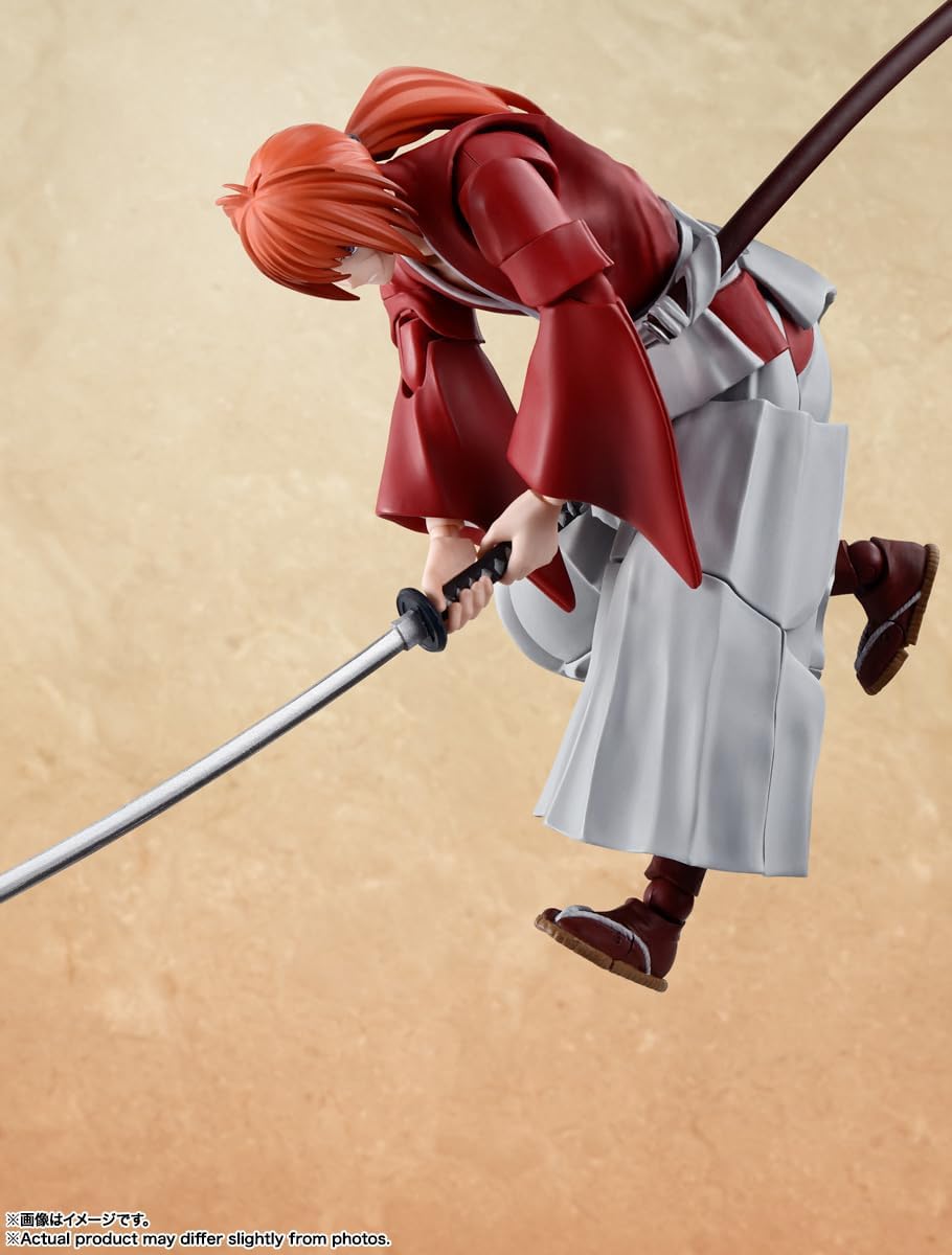 S.H. Figuarts Rurouni Kenshin - Meiji Swordsman Romantic Tan- Himura Kenshin, Approx. 5.3 inches (135 mm), PVC & ABS Pre-painted Action Figure