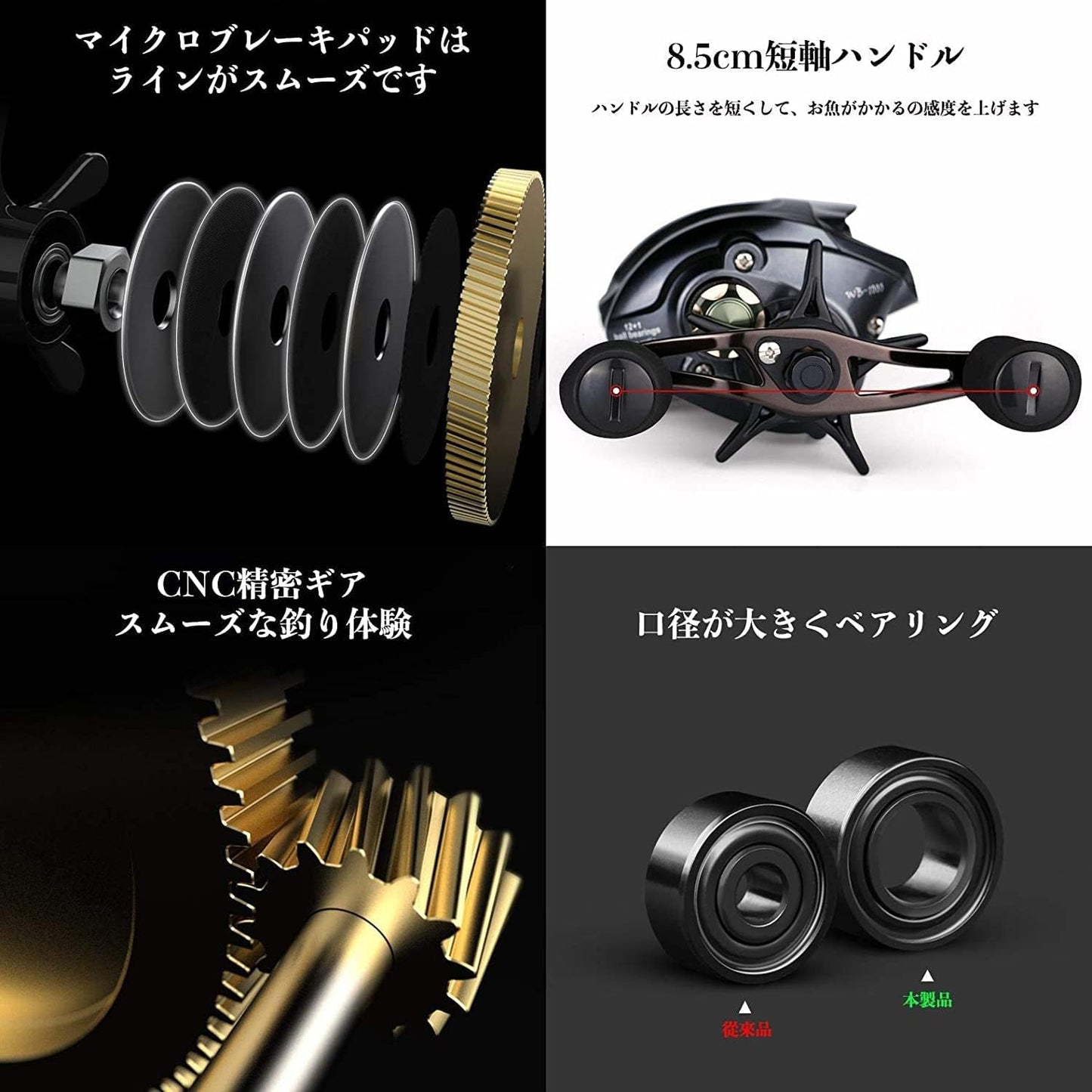 YU125A Fishing Reel, Baitfiness, Saltwater Fishing, Baitfiness, Left Handle, Left Handle, Right Handle, Maximum Drag Force, 12.1 lbs (5.5 kg), Gear Ratio, 6.3:1, Lightweight, Far-throwing,