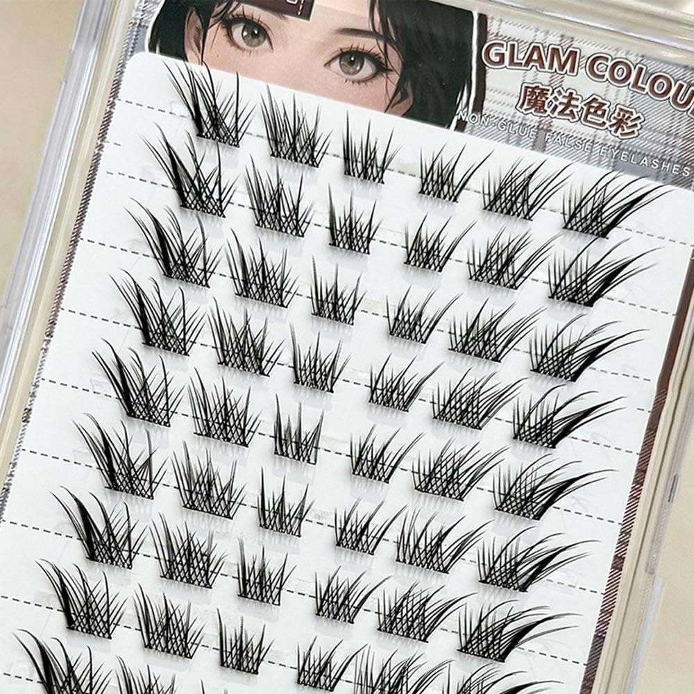 No Glue Foxeye Effect Fluffy False Eyelashes Reusable Self Adhesive Eyelash Cluster Thick Wings DIY Eyelash Extensions Individual Eyelashes Daily Use